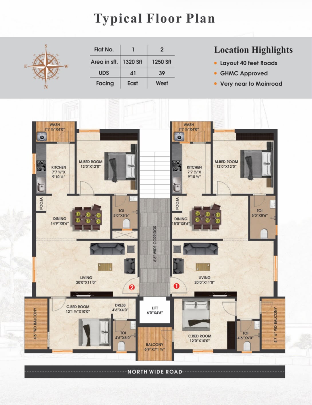 2 BHK Floor Plan - Vaarahi Sky View Ameenpur Hyderabad
